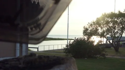 View From Caravan Window A Warm Evening Stock Footage 97203093