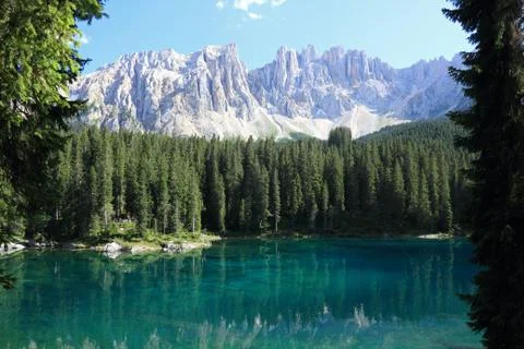 View of Carezza lake Stock Photos