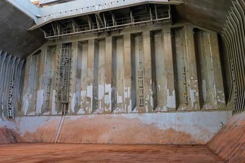 View of cargo hold's bulkhead of bulk carrier Stock-Fotos