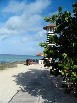A view of the Caribbean beach. Stock Photos