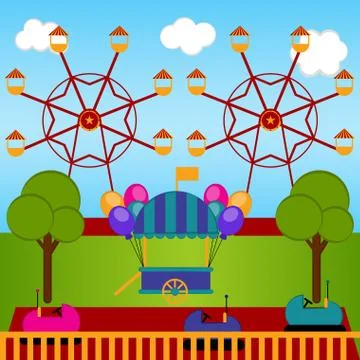 View of a carnival theme park Ilustración de archivo