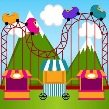 View of a carnival theme park Ilustración de archivo