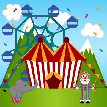 View of a carnival theme park Ilustración de archivo