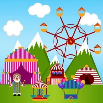 View of a carnival theme park Stock Illustration