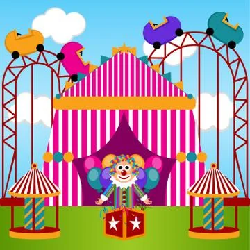 View of a carnival theme park Ilustración de archivo
