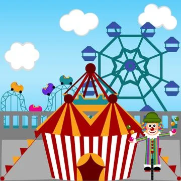 View of a carnival theme park Ilustración de archivo