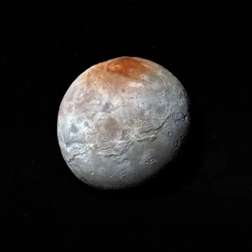 View of Caron, satellite of planet Pluto. Elements of this image furnished by Illustrazione stock