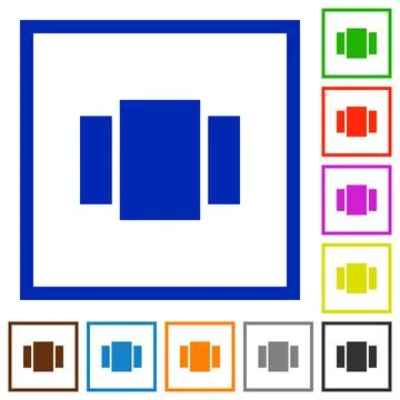View carousel flat framed icons Stock Illustration
