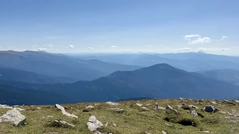 View of the Carpathians from the top of the mountain Stock Footage 250570039