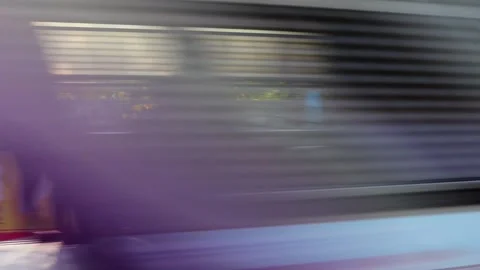 View from the carriage window of an approaching train quickly passing by Stock Footage 299807346