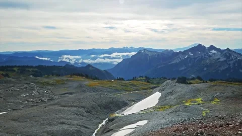 View of the Cascade Range from Skyline Trail Panorama Point, Mount Rainier Natio Stock Footage 332139689
