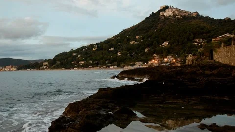 View of Castellabate from the sea. Stock Footage 74370869