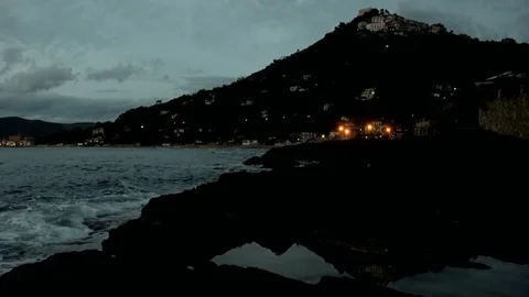 View of Castellabate from the sea. Stock Footage 74371869