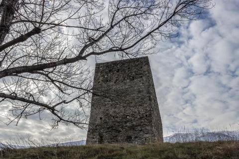 View of the Castlas of Borgone Stock Photos