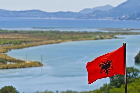 View from the castle in Butrint on the surounding Stock Photos