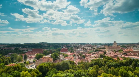 View from Castle Hill in Vilnius Stock Footage 62964439