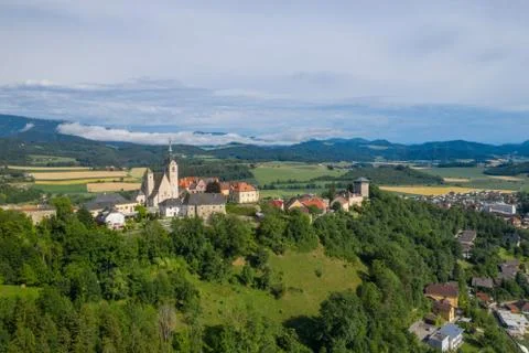View of the castle in the mountains Stock Photos