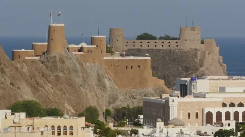 View of a castle in Muscat, Oman Video stock 48929657