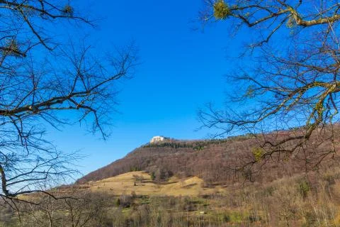 View to the castle Neuffen Stock Photos