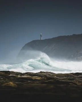 View of the Castle Point Lighthouse, New Zealand 스톡 사진