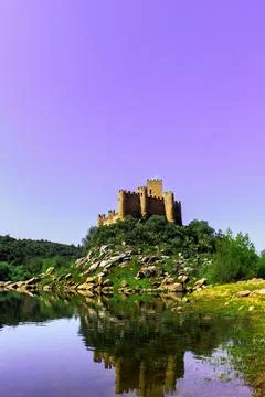 View of Castle Reflected in Water Stock Photos