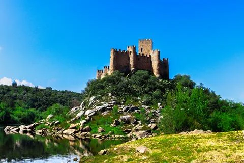 View of Castle Reflected in Water Stock Photos