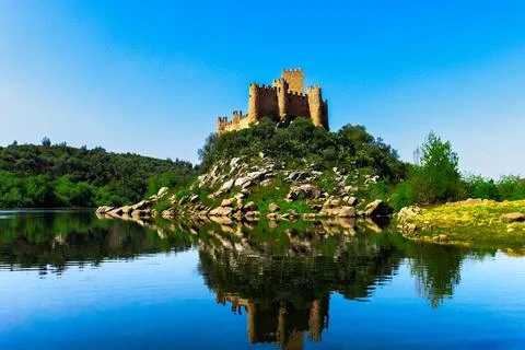 View of Castle Reflected in Water Stock Photos