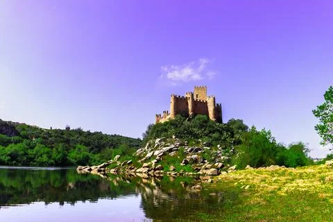 View of Castle Reflected in Water Stock Photos