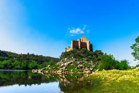 View of Castle Reflected in Water Stock Photos