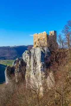 View to the castle Reussenstein Stock Photos