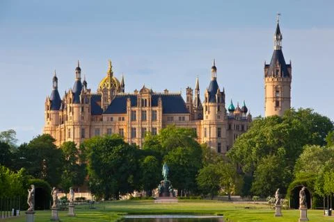 View to the castle of Schwerin Stock Photos