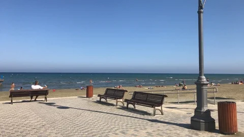 View of Castle Square and Pier in Larnaca Stock Footage 89689134