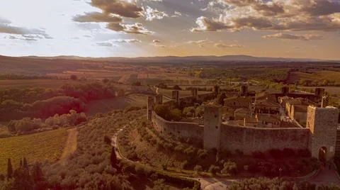 View of a castle at sunset Stock Photos