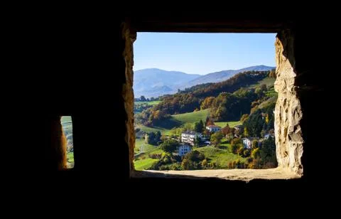 View from the castle window Foto stock