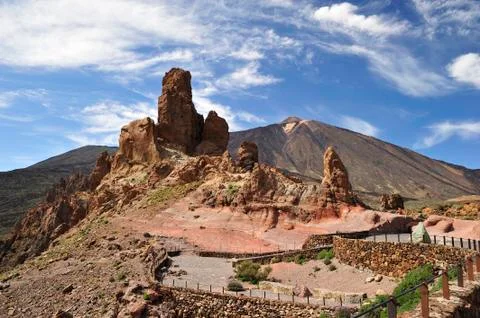 View to  Catedral in front of El Teide at Tenerife Stock Photos