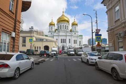 View of the Cathedral of the Nativity of the Blessed Virgin Mary. Rostov-on-Don Stock Photos