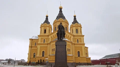 View of Cathedral of St. Alexander Nevskiy in Nizhny Novgorod. Stock Footage 168211206