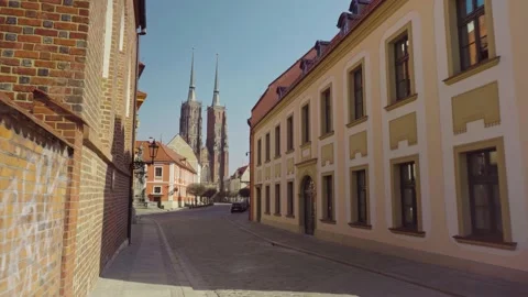 View of the Cathedral of St. John the Baptist in Wroclaw on Ostrow Tumski. Video stock 224326348