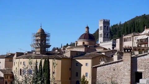View of the Cathedral of St. Rufinus in Assisi, Italy Stock Footage 302221101
