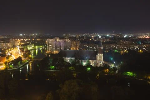 View of the cathedral through the broken window - Kaliningrad, Russia - Augus Stock Photos