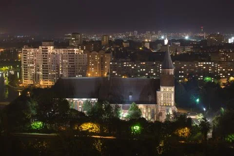 View of the cathedral through the broken window - Kaliningrad, Russia - Augus Stock Photos