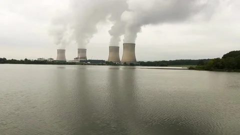 View of cattenom nuclear power plant, France 스톡 동영상 160831924