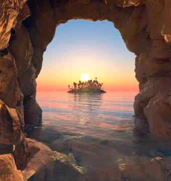 View from a cave Stock Illustration