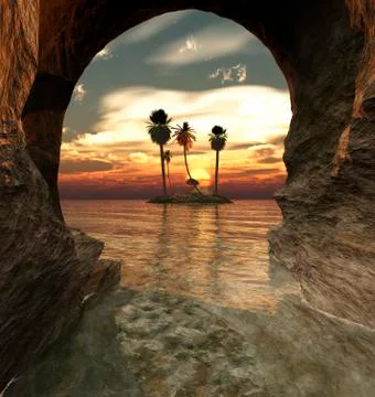 View from a cave Stock Illustration