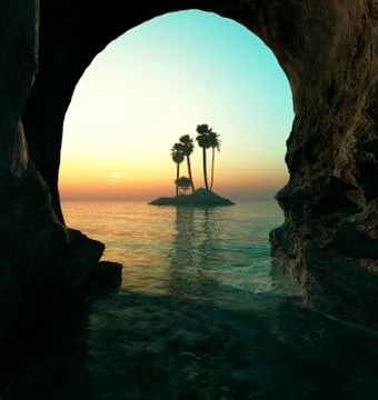 View from a cave Stock Illustration