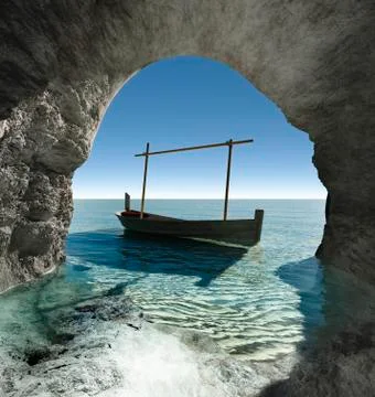 View from a cave Stock Illustration