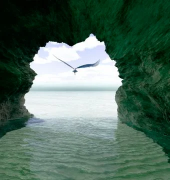 View from a cave Stock Illustration
