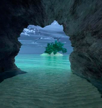View from a cave Stock Illustration