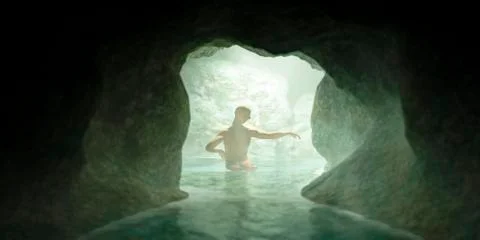 View from a cave Stock Illustration