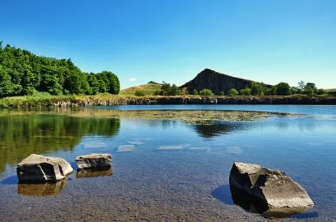 View of Cawfields Quarry, Hadrians Wall Stock-Fotos